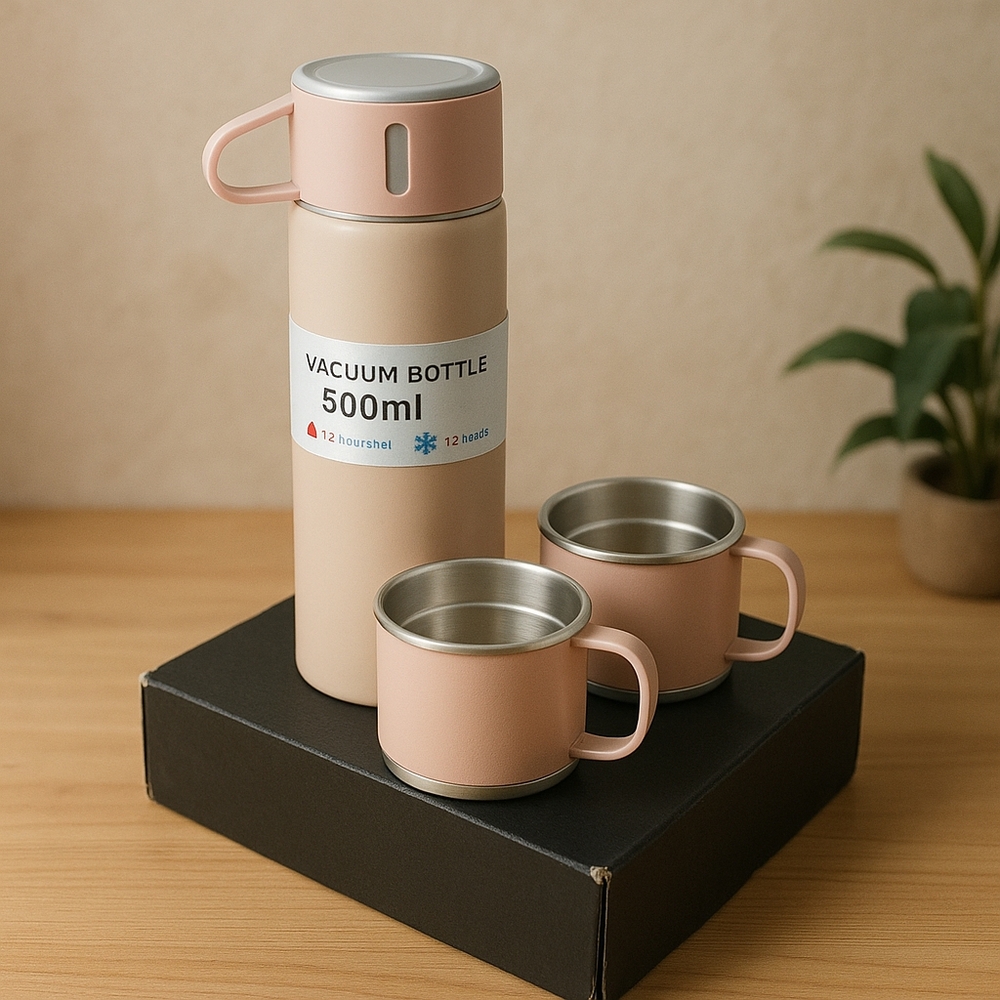 Pink and Silver Vacuum Bottle Set